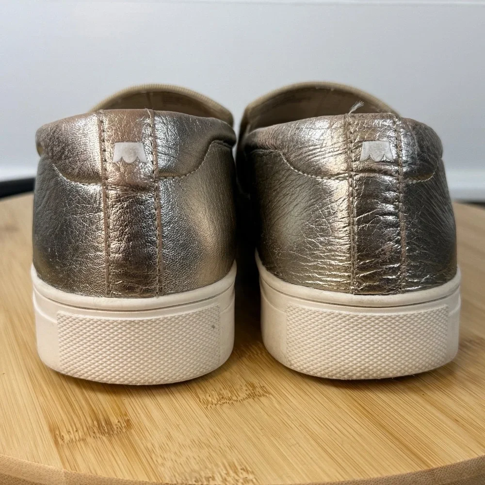 Birdies The Swift Slip On Sneakers Women 8 Gold Metallic Leather Casual Chic